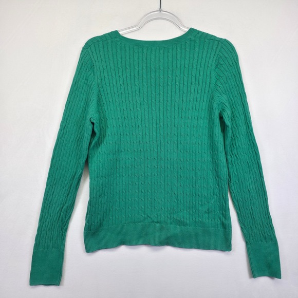 Jones New York Sweater Womens XL Green Cable Knit Old Money Academia Layering - Picture 4 of 12